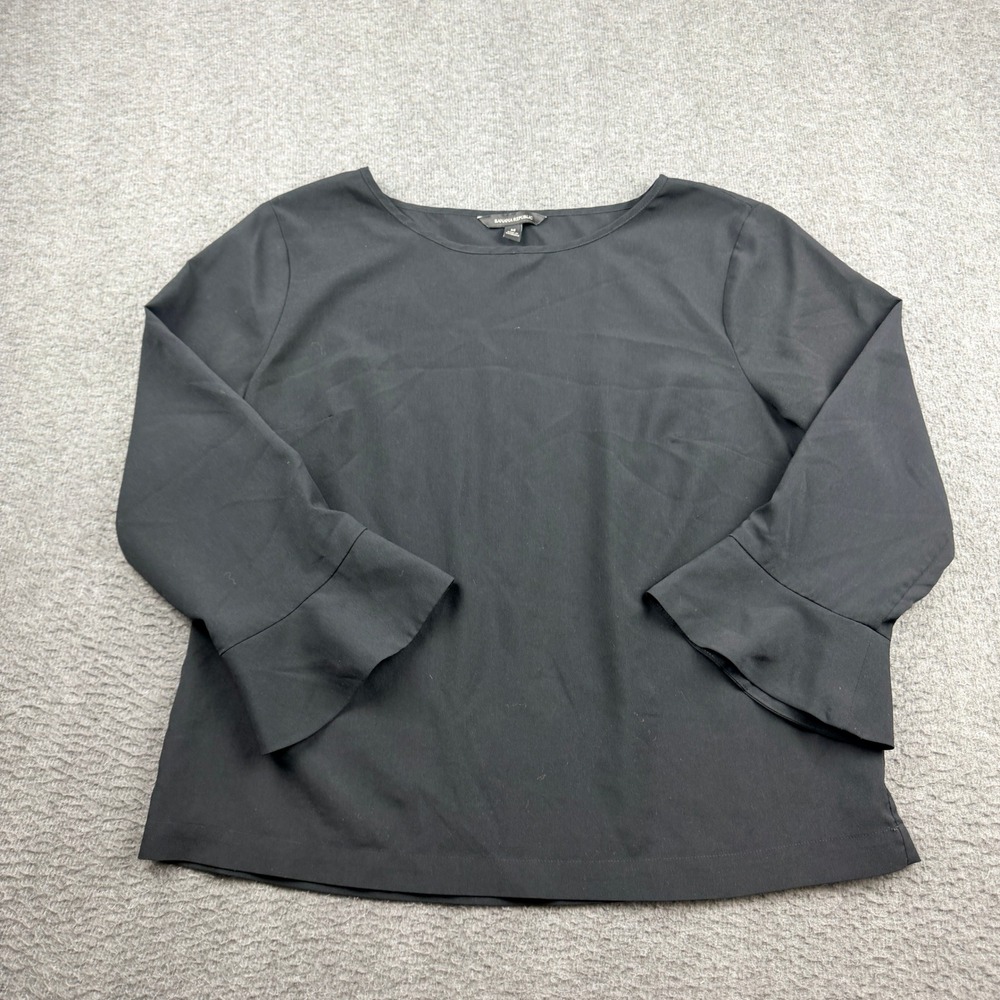 Banana Republic Women's Black Boat Neck 3/4 Bell Sleeve Blouse Size Medium
